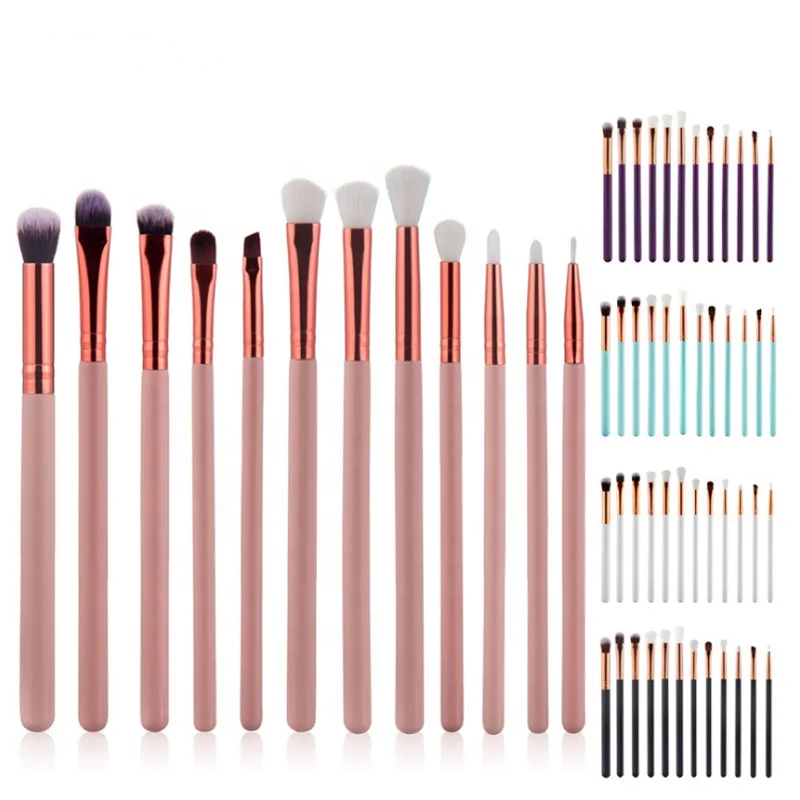 

12 PCS Professional Pink Makeup Brush Set Face Eye Shadow personalized makeup brushes With Zipper Pouch, Pink and black