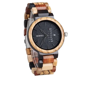 BEWELL Mens Watches Man Dress Quartz Watch Male Wooden Watch Six Hands 2019 Fashion Wrist watch relogio masculino 159A 2