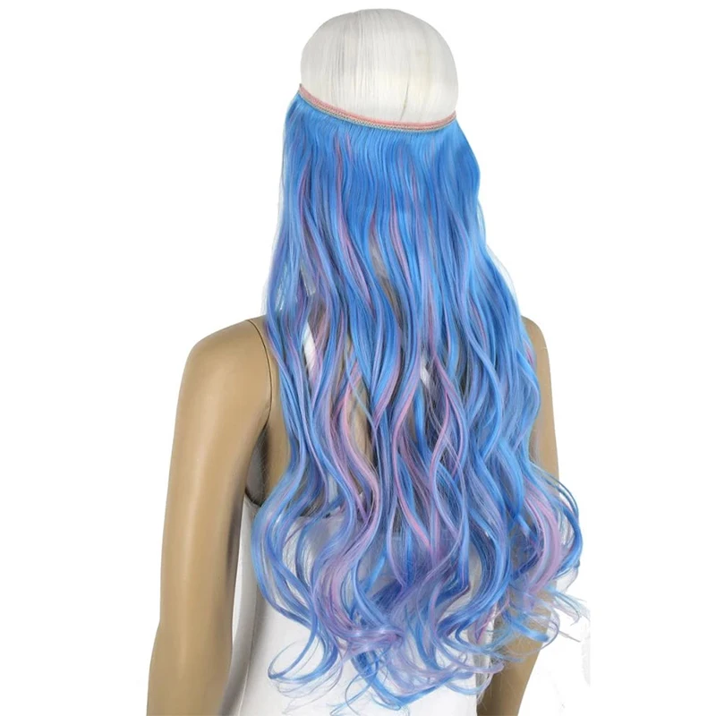 

Heat Resistant Synthetic Fiber Hair 100gr Wavy Elasticity Invisible Wire Halo Hair Extensions