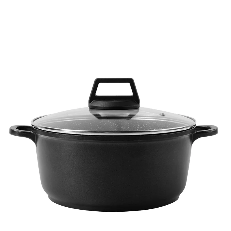 

Elegant cookware cooking casserole pot aluminum kitchenware, Black