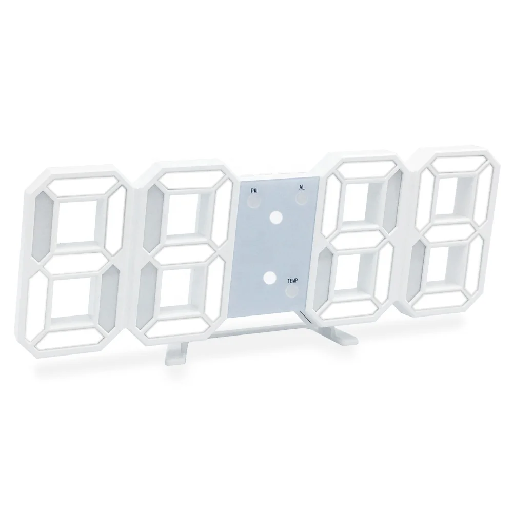 

Modern 8.4" Digital 3D LED Wall Clock with 3 Adjustable Brightness Levels Desk Table Alarm Clock for Home Decorative Kit