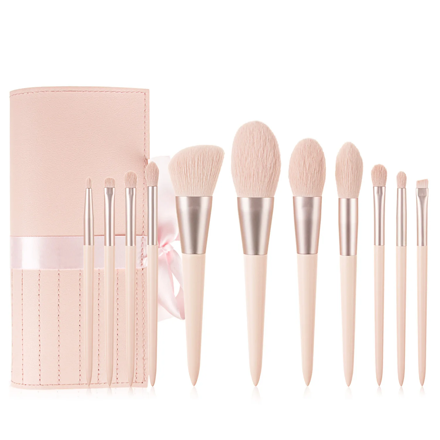 

Custom Logo 11pcs Pink Makeup Brushes Kit Private Label Rose Vegan Make up Brush Set with Travel Bag brocha de maquillaje
