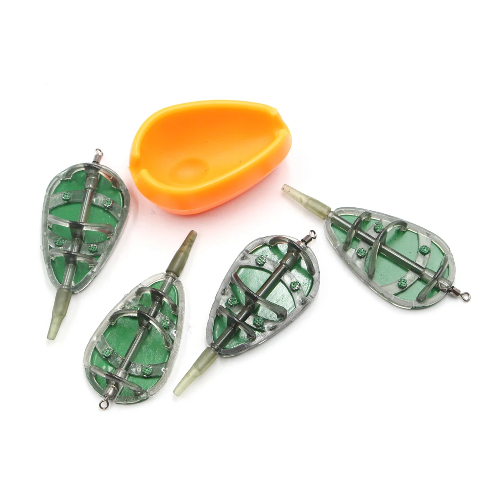 

China wholesale Fishing Lead Sinker Inline Feeders with mould 4+1set, Green paint