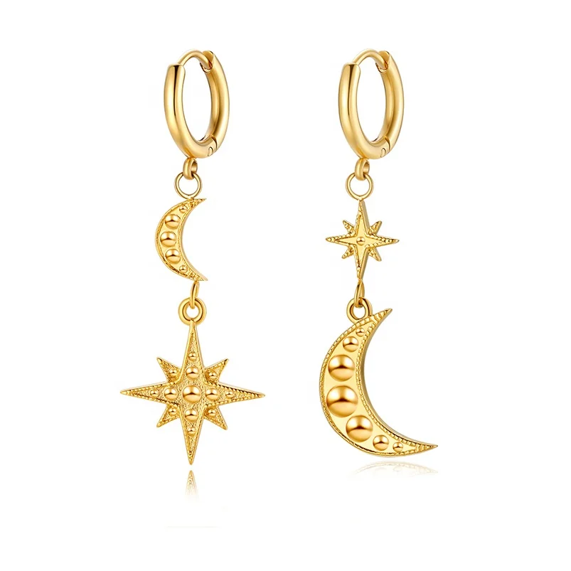 

Gemnel Sterling silver jewelry star moon fashion drop earring gold, Colorful