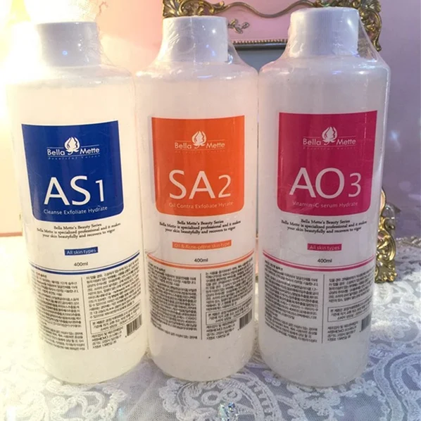 

Korea hydra machine use Aqua peeling Solution AS1 SA2 AO3 400ml vitamin c Facial Serum Bottle
