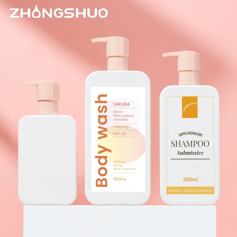 

luxury 500ml plastic shampoo bottles white foam lotion bottle 250ml 350ml pe bottle for skincare packaging