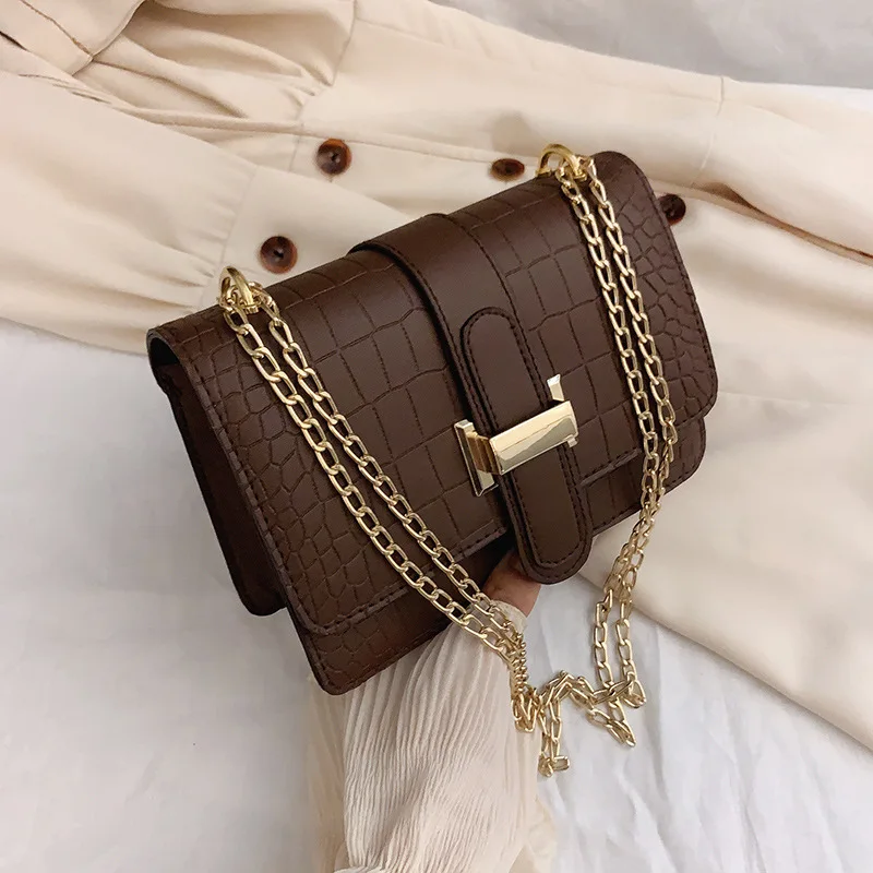 

Wholesale crossbody shoulder bag luxury handbags for women 2021 ladies hand bags Retro Crocodile Pattern purses and handbags, Black