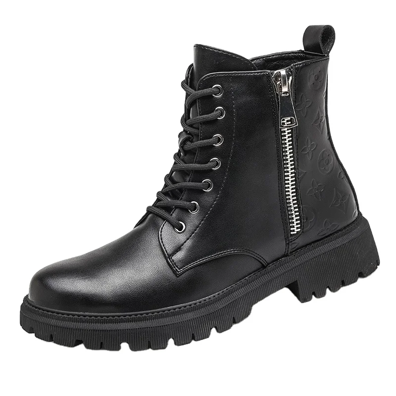

Facory Price Wholesale High Top Internal Upset Leather Botas Platform Soles Men's Winter Boots