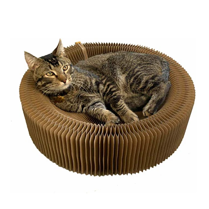 

Collapsible Round Shape Cat Scratcher Lounge Bed Cat Interactive Circular Foldable Scratching Cat Toy Scratcher