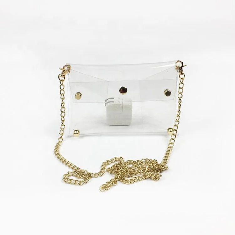 

MeeTee B-B006 New Harajuku style Chain Bag Crystal Beach Travel Jelly Transparent Shoulder Strap Bag