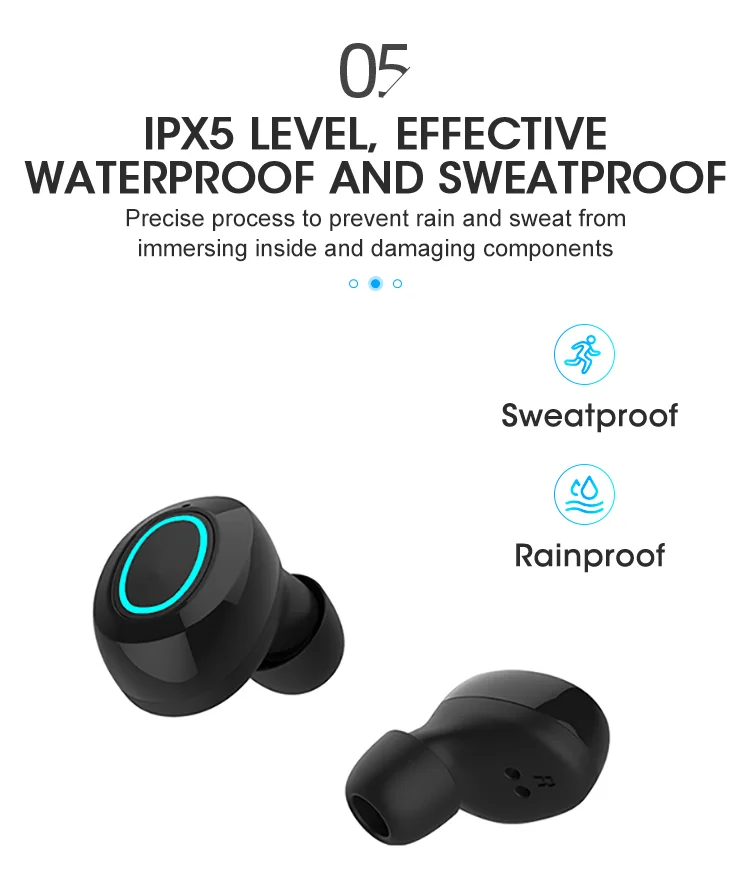 Sport Oem Headphone Tws True Wireless Radio Earphone 5.0 Wireless Earbuds with Ipx6 Waterproof - ANKUX.COM