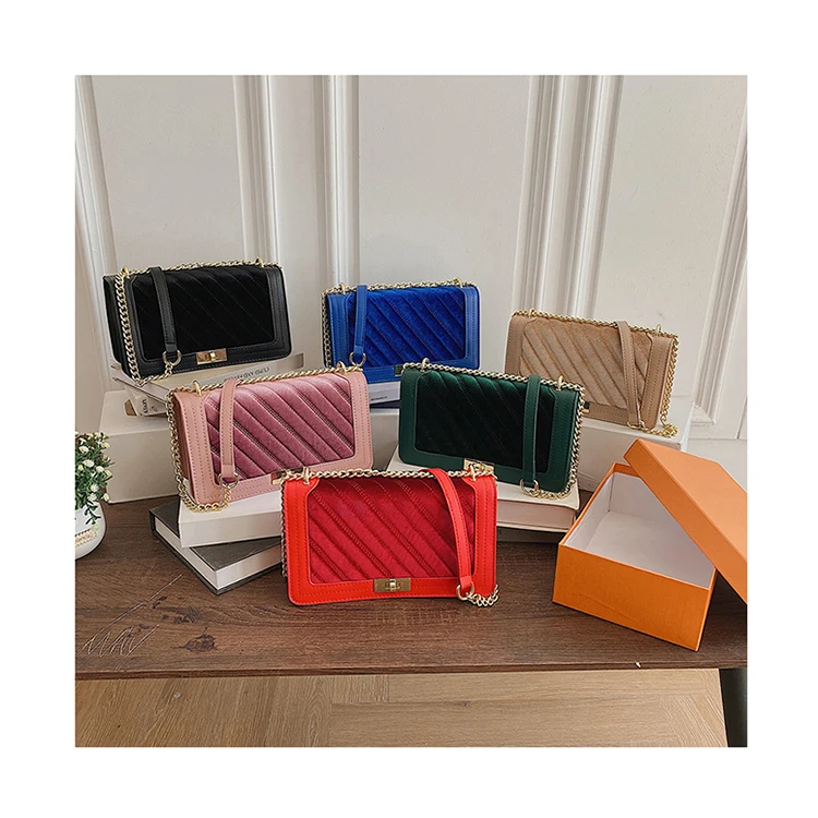 

Suede Leather Fall Winter Handle Bags Chains Luxury Women Hand Clutch Bags Velvet Women Embroidery Handbags Small Shoulder Purse