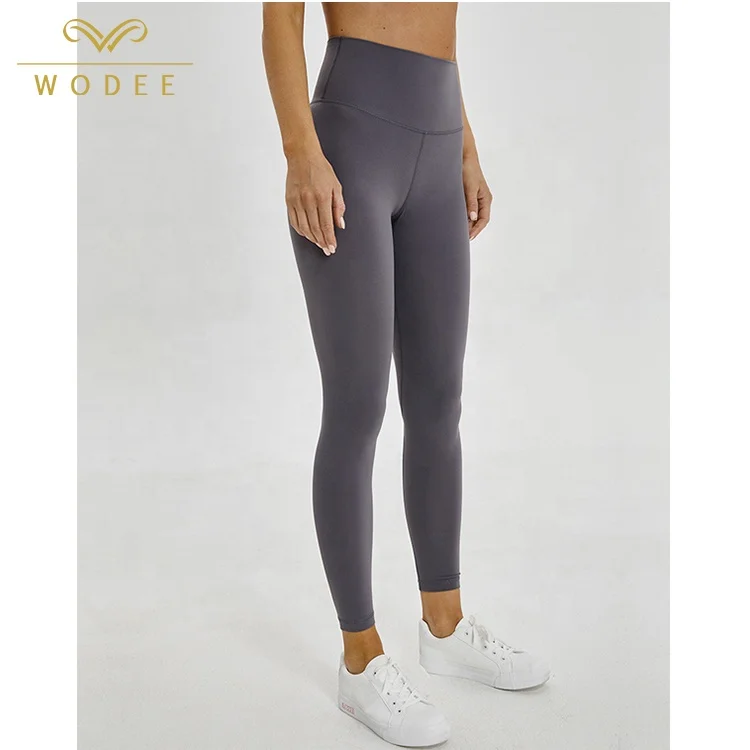 

12 colors stock lulu nylon high waist gym leggings with pocket, 12colors or custom