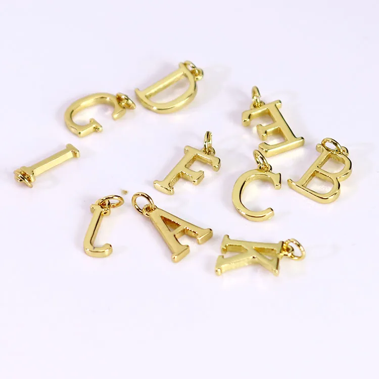 

JS1510 Popular High Quality Small Thin Mini 18k Gold Plated Small Alphabet Initial letter charms pendants