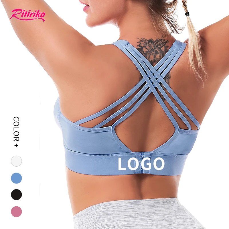 

Wholesales OEM Customized LOGO Women Corset Plus Size Gym Clothing Running Fitness Sport Top Bra Padded Ladies Yoga Bra, Black,white,blue and pink