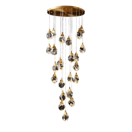 modern led linear metal crystal hanging lighting pendant light chandeliers