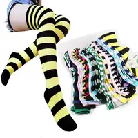 

Fashion Christmas party striped over knee high cotton socks women