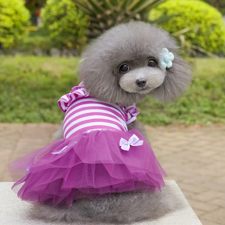 

Manufacturer wholesale pink purple cotton small medium large pet dog dress hand made