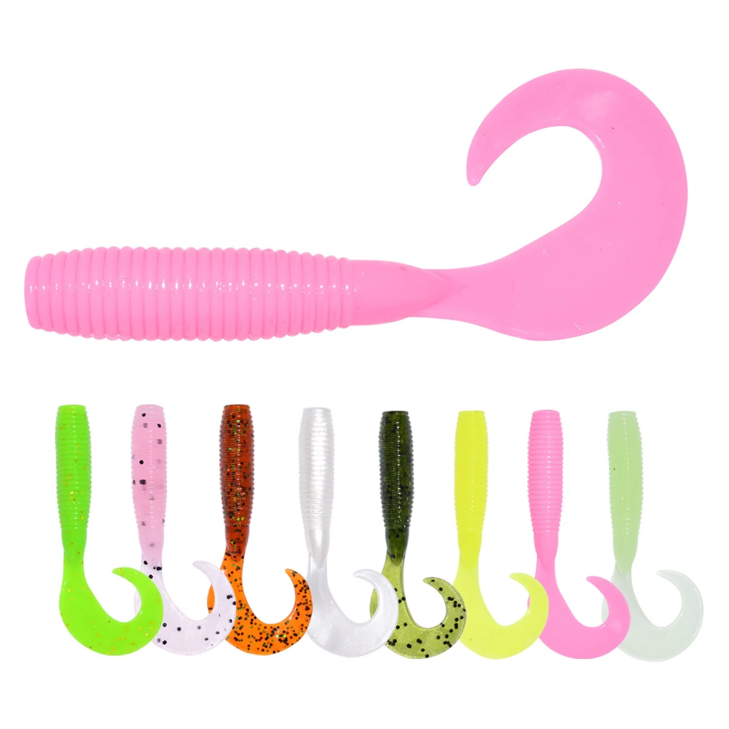 

Bait Rubber Lures Soft Plastic 3.0g 65mm 10pcs Fishing Lures Swim Bait Lure T tail shad oem long tail grubs worms, 8 colors