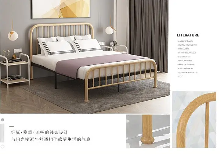 Nordic wrought iron bed contracted double frame sheet person thickened and reinforced European princess bed