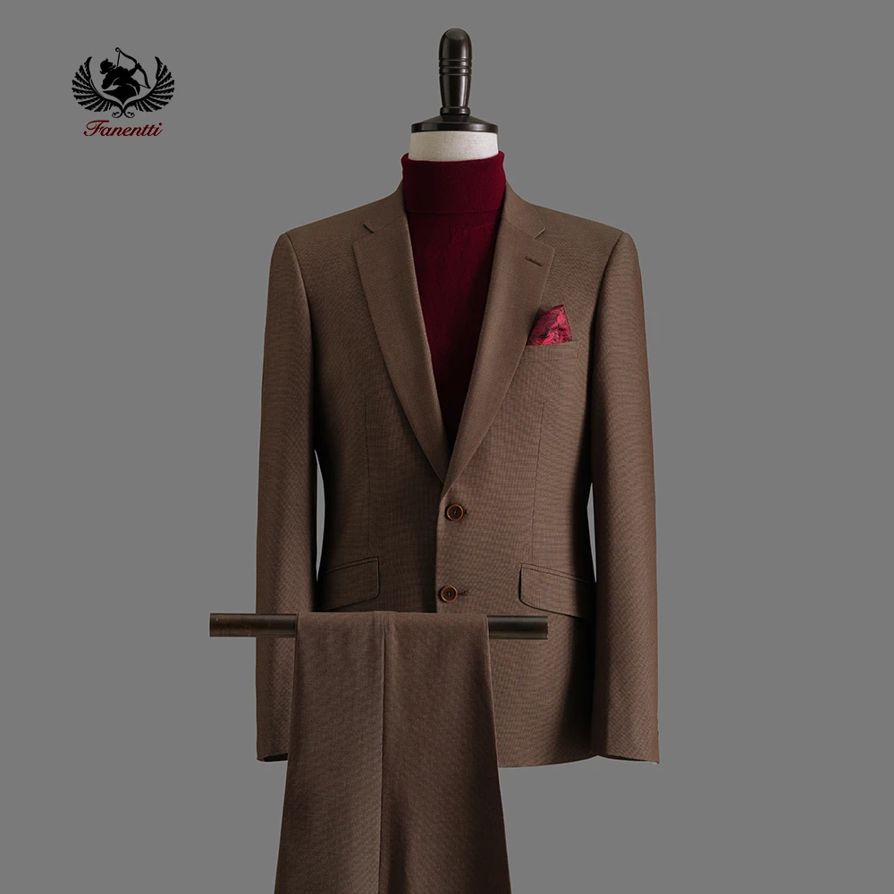 

Ready to ship 2pcs solid color notch lapel single breasted formal suit Suiting Material Men Luxury suits