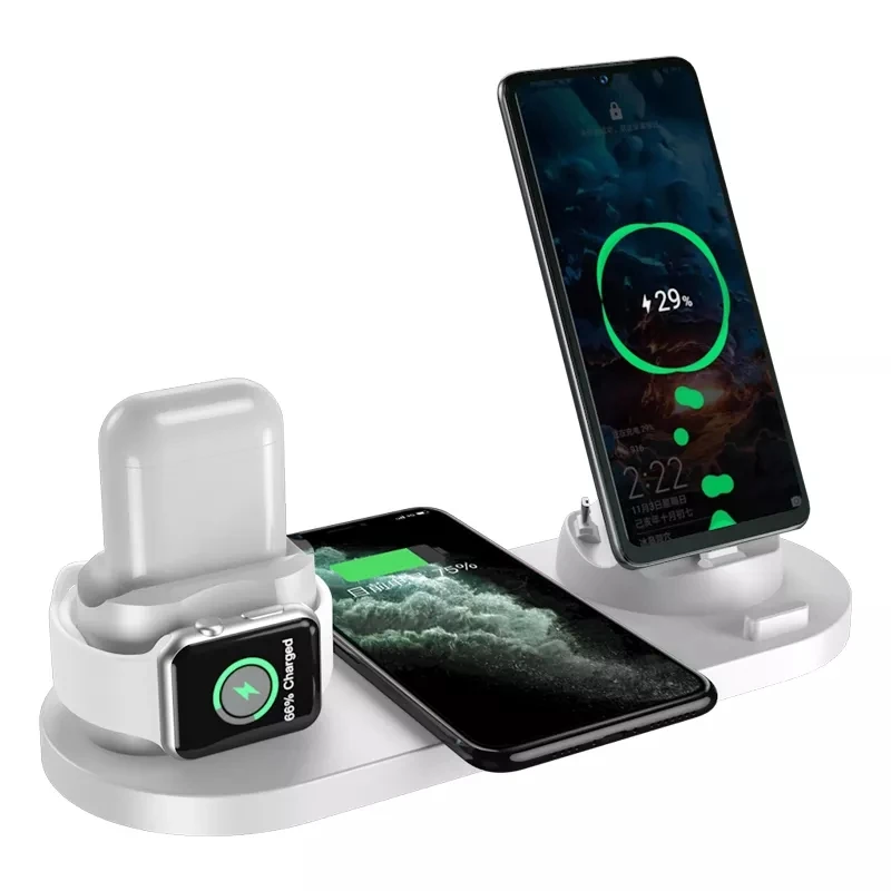 

Dropshipping products 2023 6 4 3 in 1 multi function rotate phone holder QI 15W wireless charger for iPhone AirPods for Samsung