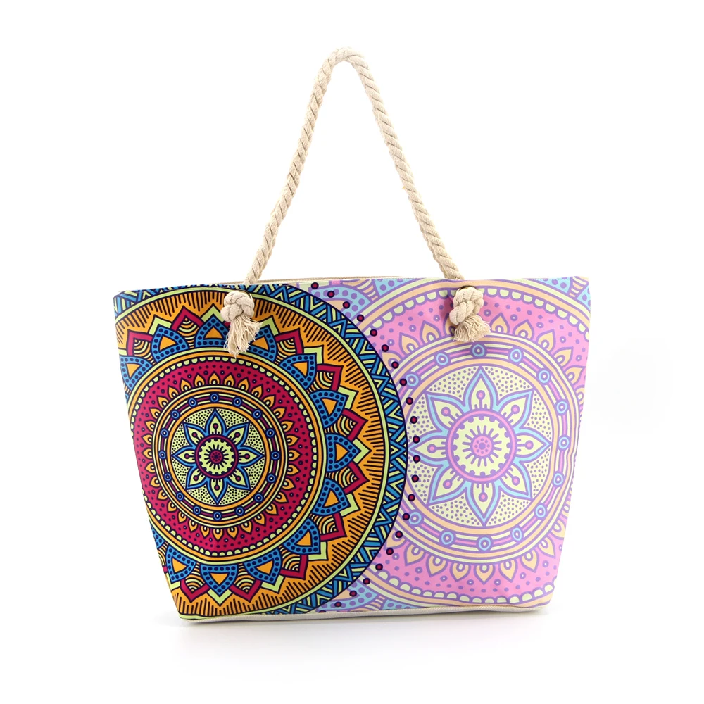 

2020 Fashion Women Travel Hand Bag Ladies Print Pattern Beach Bag Customized