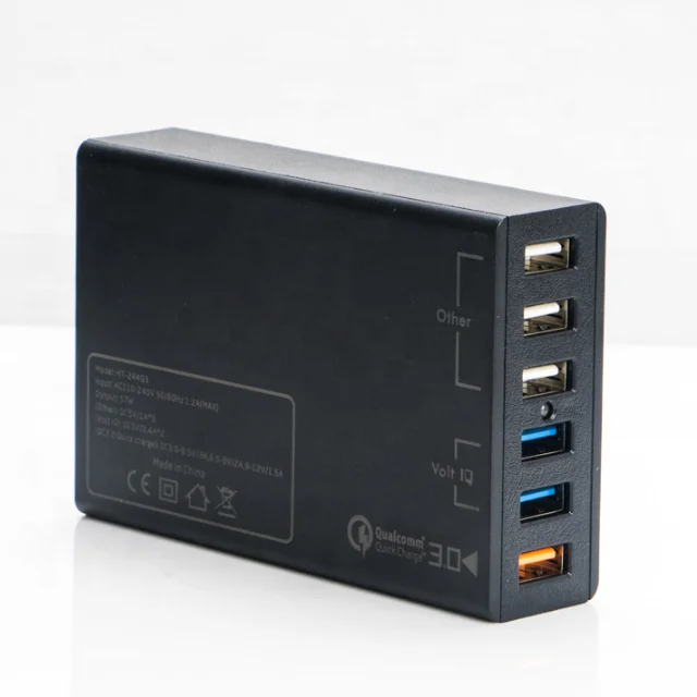 

Wholesale travel usb charger ravpower 60w 12a 6-port power adapter charger station, Black white