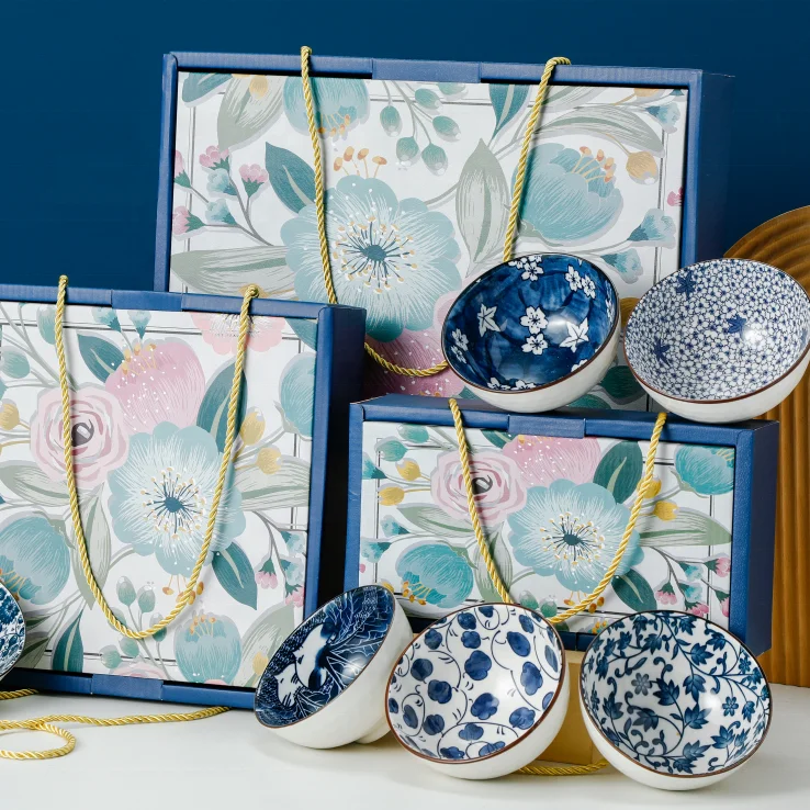 

Japanese Style Ceramic Bowls Set 4.5inch Porcelain Bowl Set Rice Bowl For Home Kitchen Gift Christmas