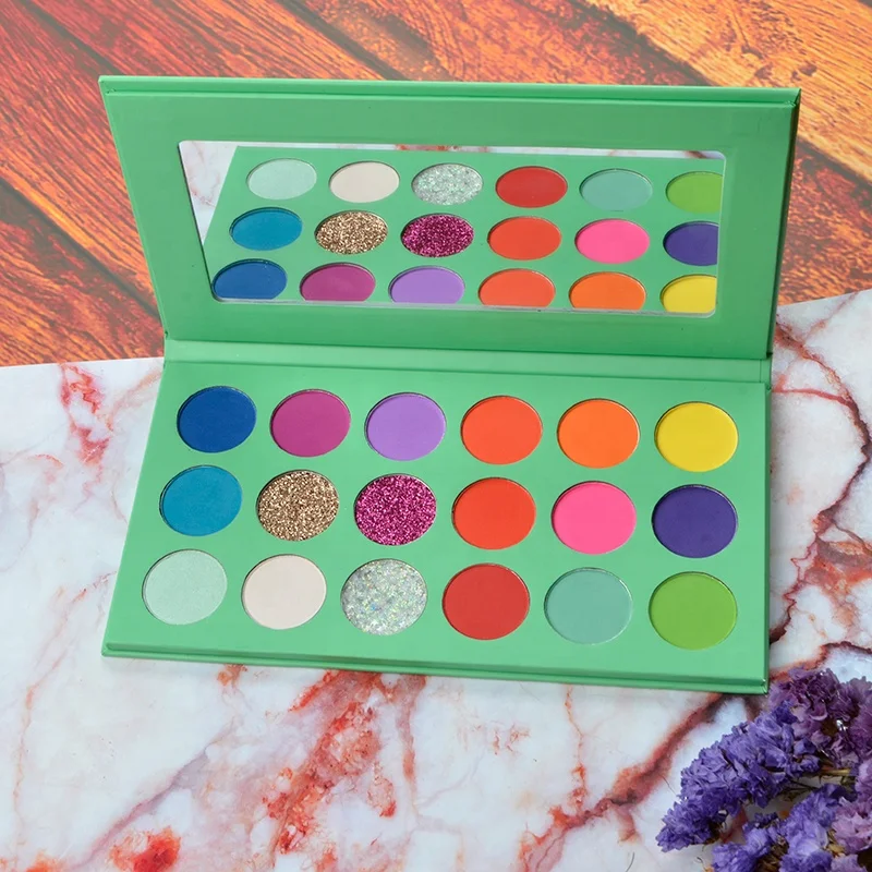

Wholesale Private Label Makeup Eyeshadow 18 Color Green Cardboard Eyeshadow Palette