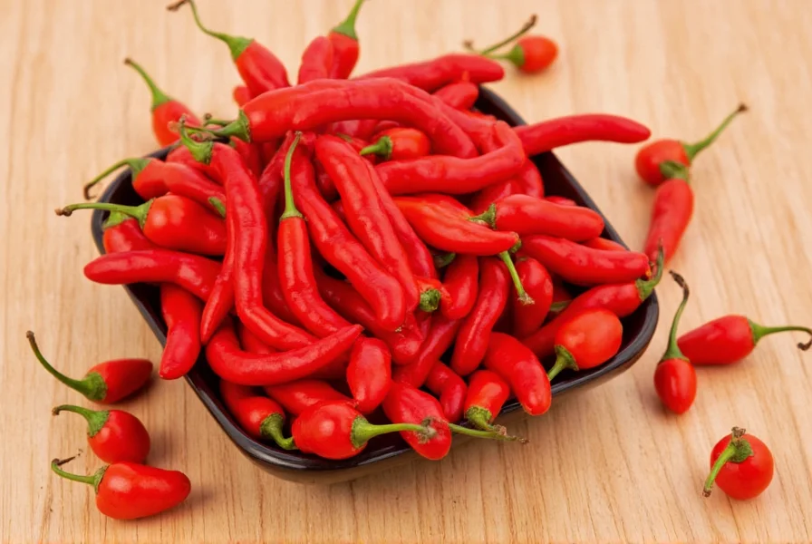 Various forms of cayenne pepper products including dried pods, powder, and capsules arranged neatly
