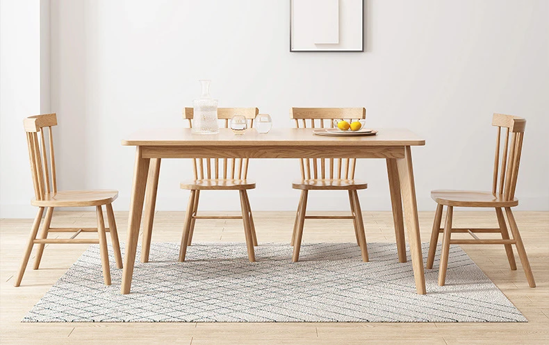 product-BoomDear Wood-Hot Sales Solid Oak Wood Home Furniture Modern Natural Rectangular Dinning Set-1