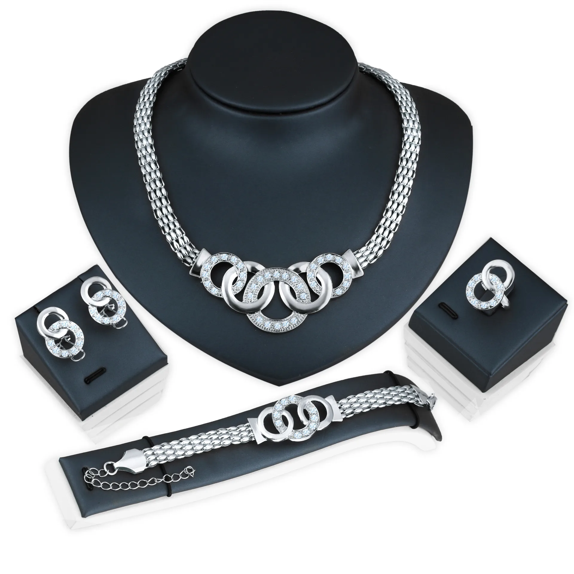 

5PCS Bollywood ladies gold weddings fine jewelry set necklace for women wholesale