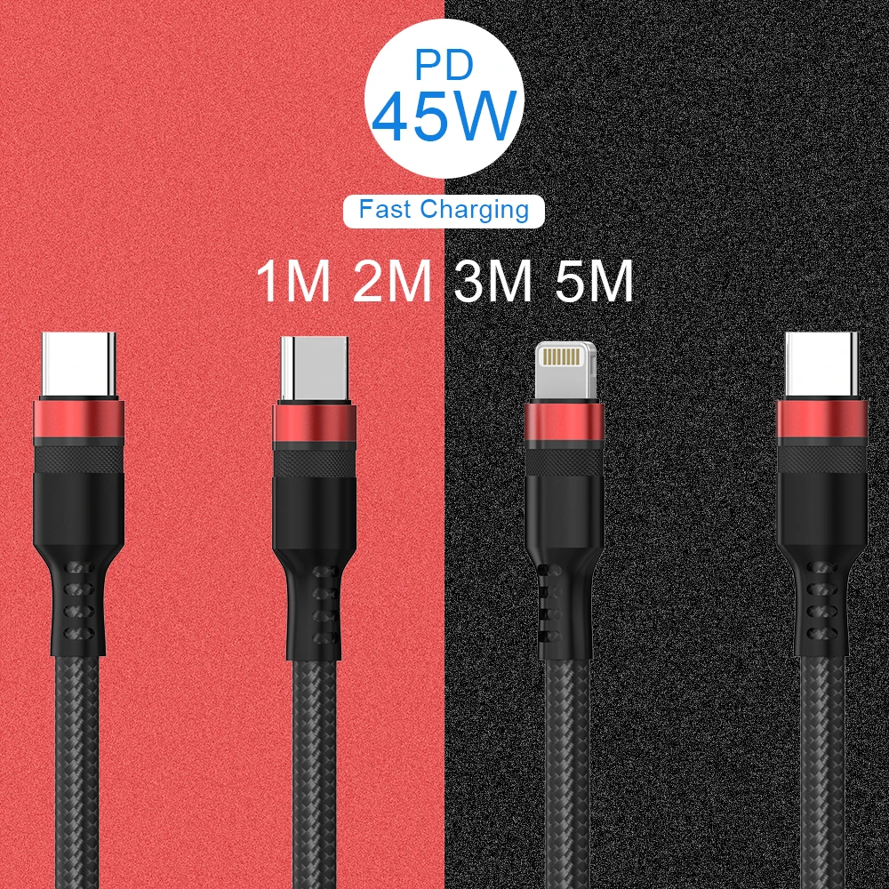 

1M 2M 3M Resistor Integrated Safe 5A 3A C To Light-ning Apple Charging Cable USB C To USB C Power Usb Data Computer Cables