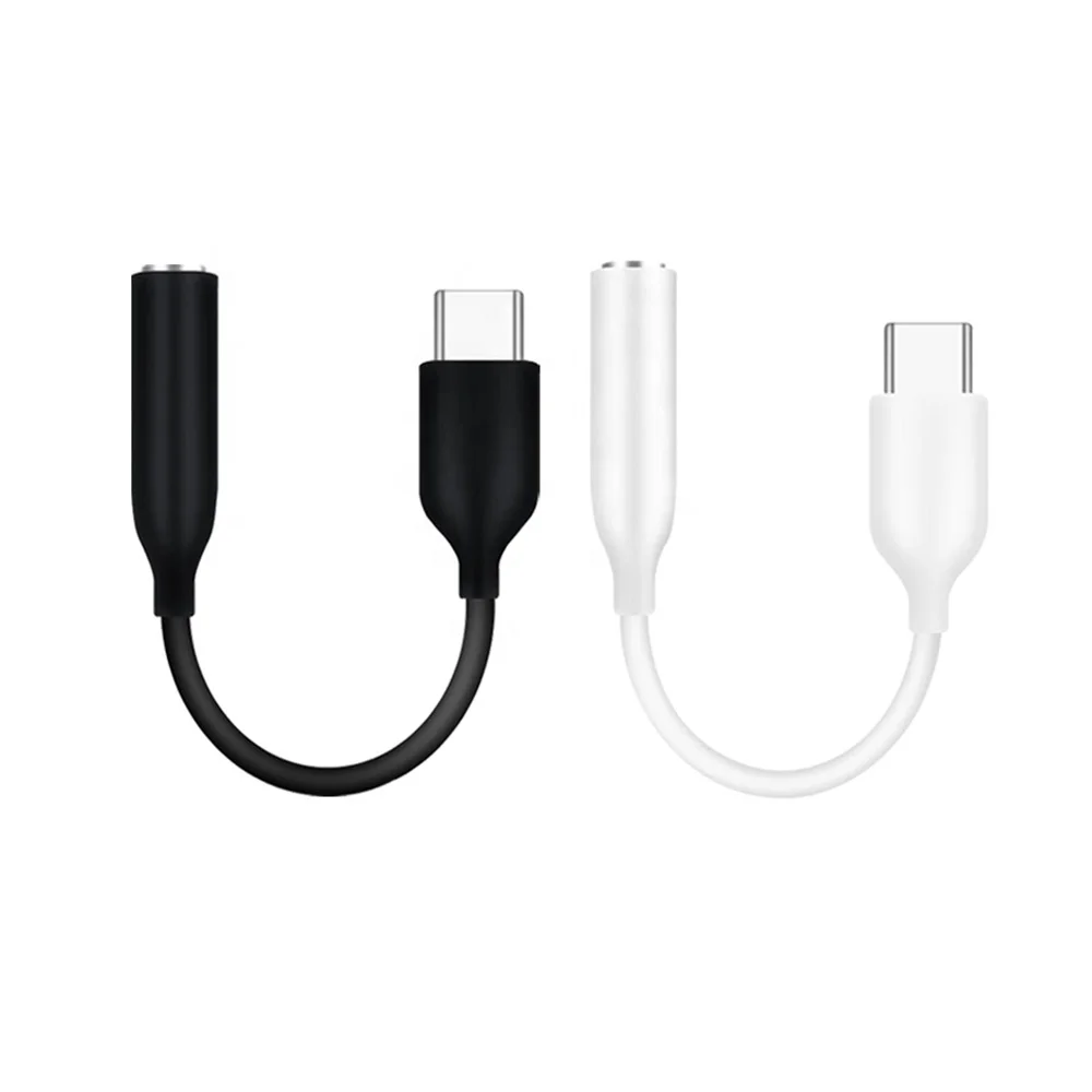

Type C 3.5 Jack Earphone USB C to 3.5mm AUX Headphones Adapter Audio cable, White / black