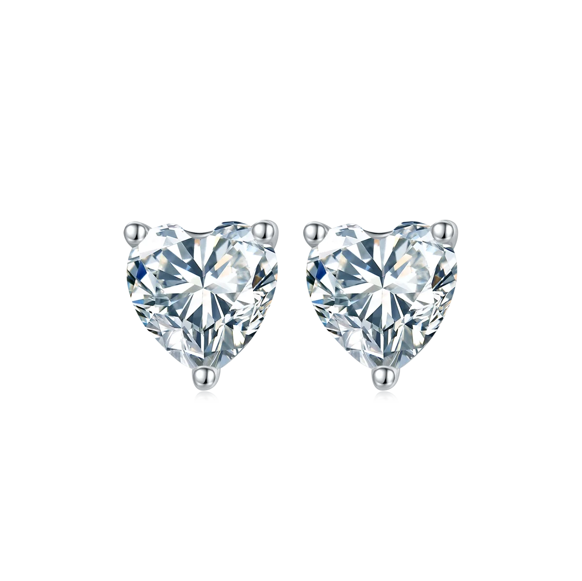 

Silver 925 Original Brilliant Cut Diamond Test Past Total 1 ct D Color Heart Moissanite Stud Earrings Love Gemstone Jewelry