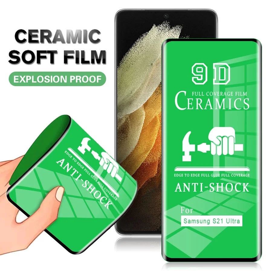 

wholesale 9d 100d CLEAR Full cover Soft Membrane Ceramic Screen Protector for samsung galaxy s21 S22 ultra screen protector