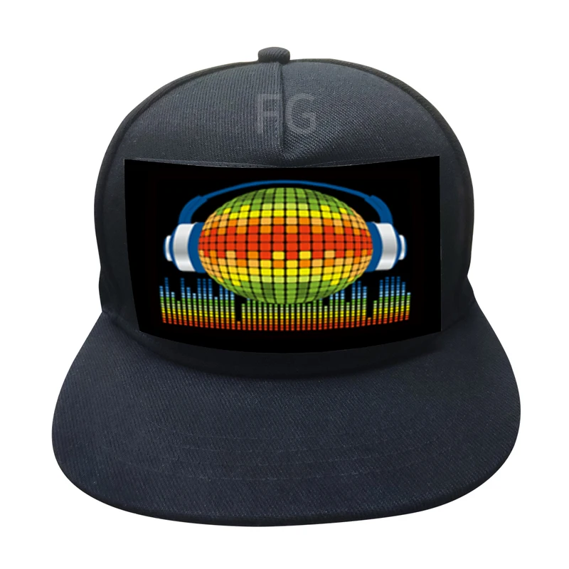 

New arrival EL Panel various logo equalizer sound activated cap with led light