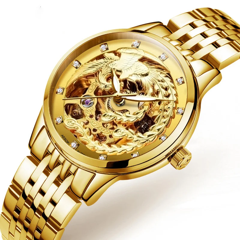 

Factory Direct Sale Skeleton Gold Watch Automatic Mechanical Women Watches Luxury, As customer's requirements