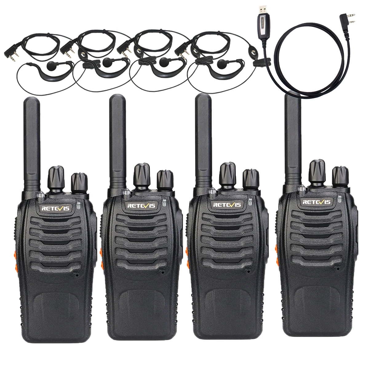 

4PACK Cheap church Walkie Talkie Retevis H777 For Transport Supermarket 2W UHF 16CH two way Radio+earpiece+Programming Cable