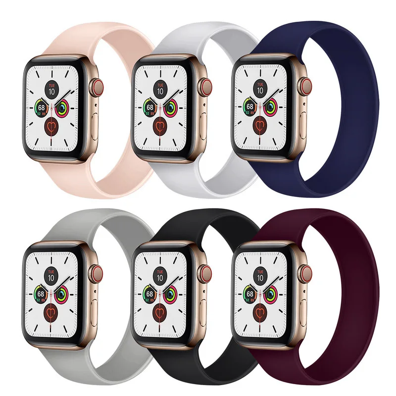 

40mm 44mm Pink Citrus Solo Loop For Apple watch Series 6 Band Sport Shockproof Silicone Band For Apple Watch SE 6 5 4 3 2 Strap, 33 colors