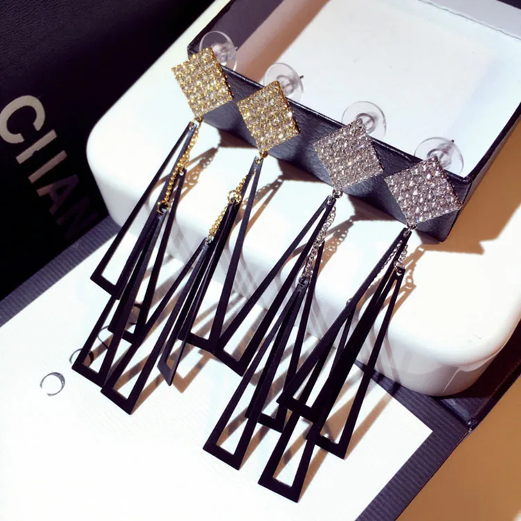 

2020 fashion wholesale Yiwu jewelry tassel triangle woman earrings, Gold,silver,