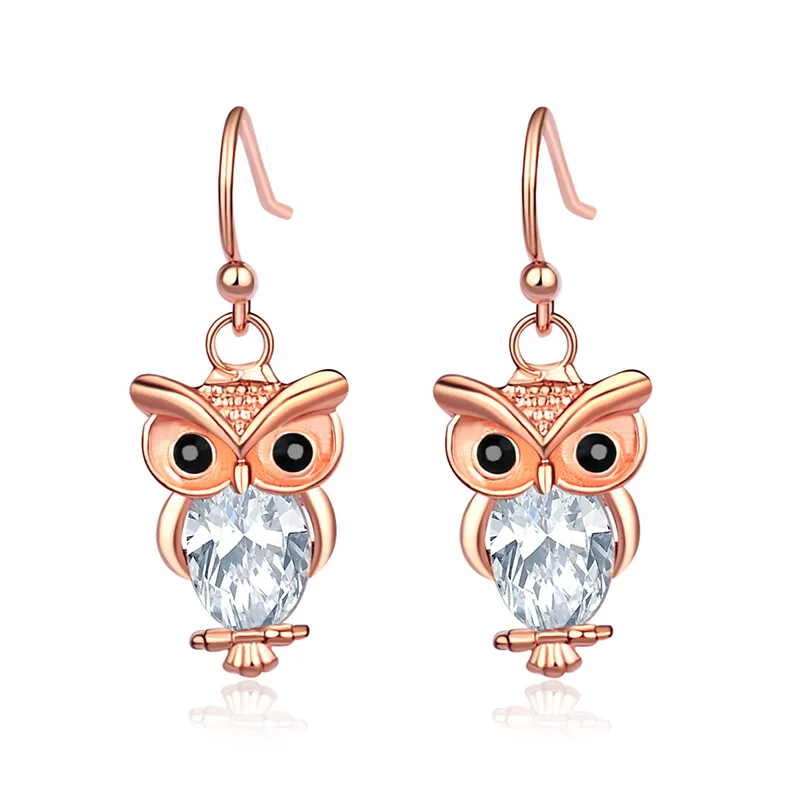

New Fashion Animal Owl Zircon Stud Earrings For Women New Design Cute Jewelry Earrings For Birthday Wedding Gift