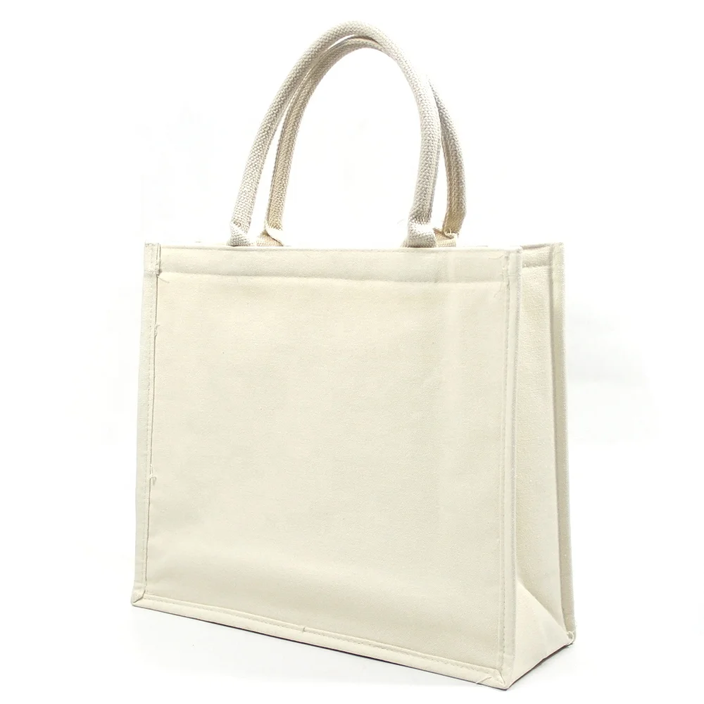 

NEW Foldable thick canvas cotton eco friendly shopping tote bag heavy duty natural canvas tote bag With cotton cord handle