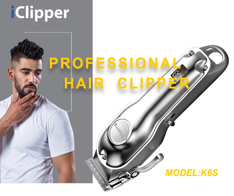 IClipper-K6 Professional Metal Barber Use Hair Clipper Electric Rechargeable Hair Trimmer
