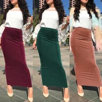 

Amazon Ins Fashion Muslim Stripe Stretch Knitted Tight Long pencil Skirt