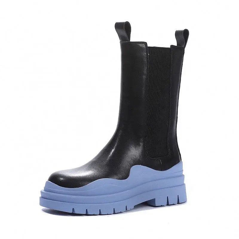 

Low price mid calf winter leather chunky chelsea women s boots fall 2021 thick sole rain platform women's boots for women