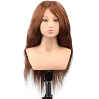 

24" human hair training mannequin heads can be bleach for barber