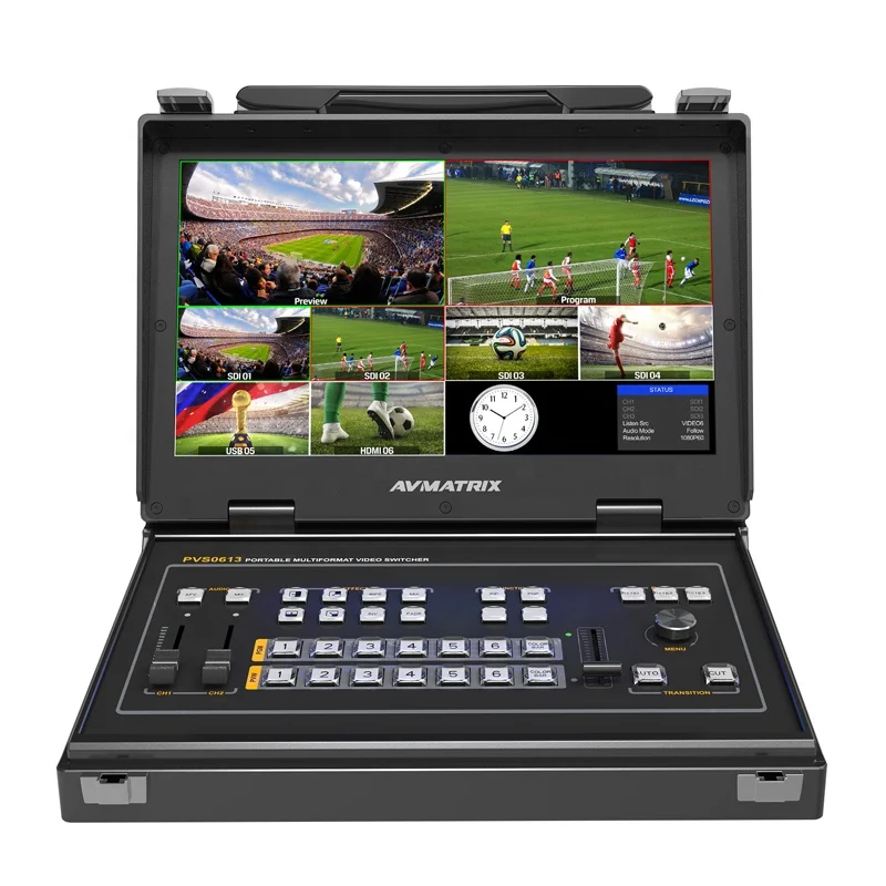 

SDI HDMI Multi-format Video Switcher Portable design Metal Case with SDI and HDMI multiview Outputs