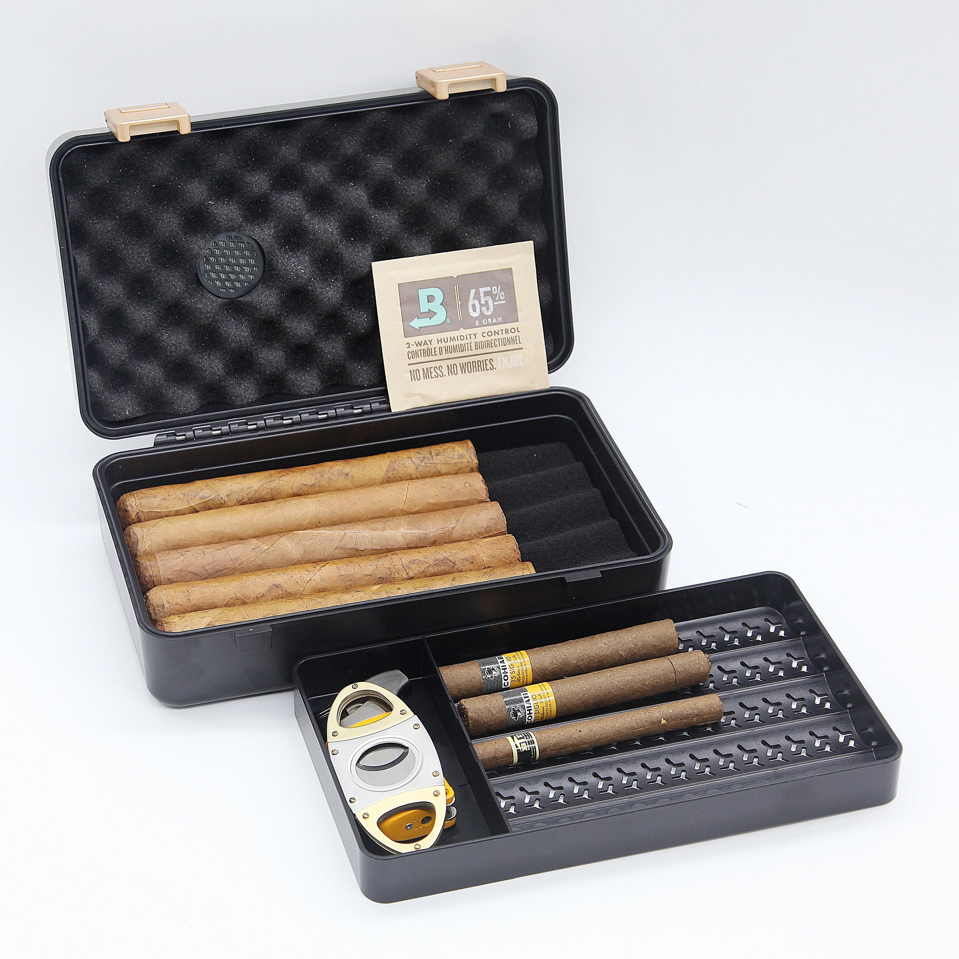 

Hot Selling High-end Custom American Style Travel Humidor Cigar Case Portable Waterproof ABS Cigar Box with Cigar Accessories